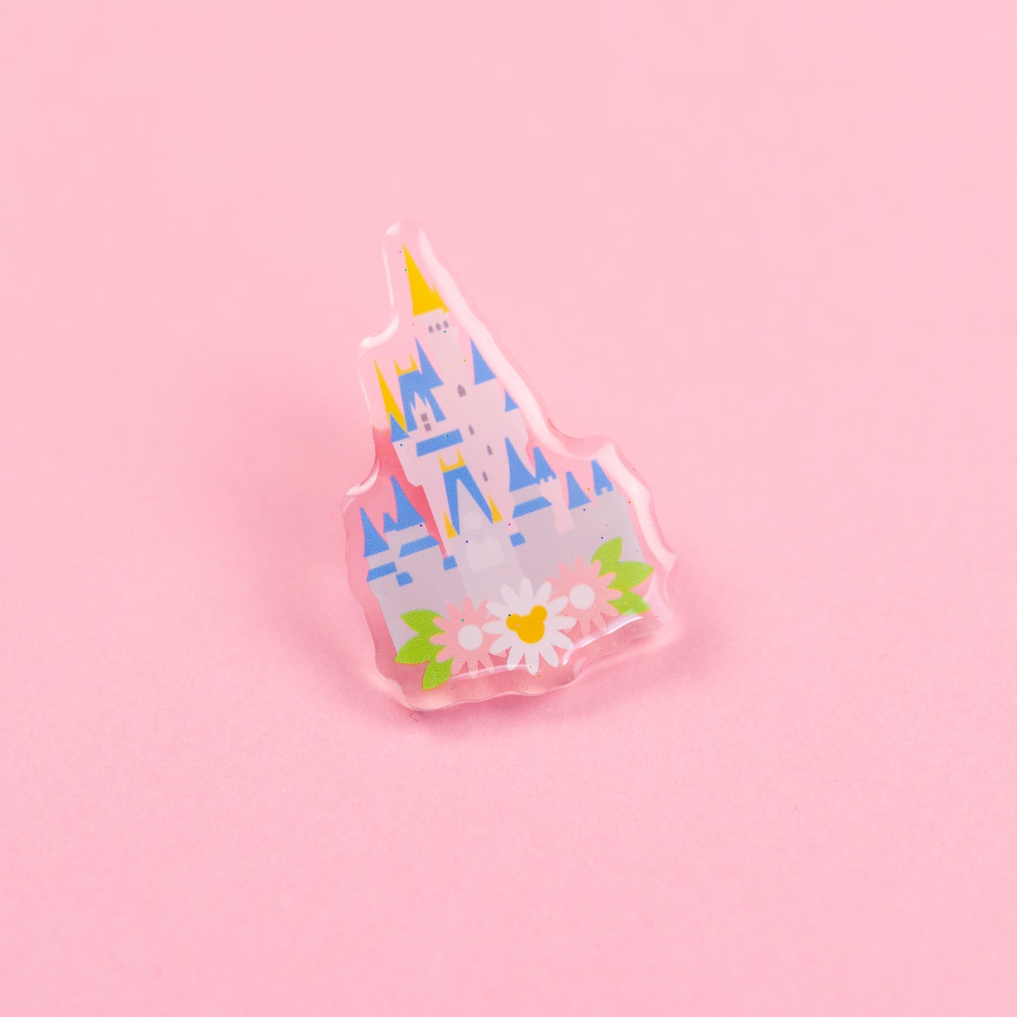 Walt Disney World Floral Glittery Acrylic Pin