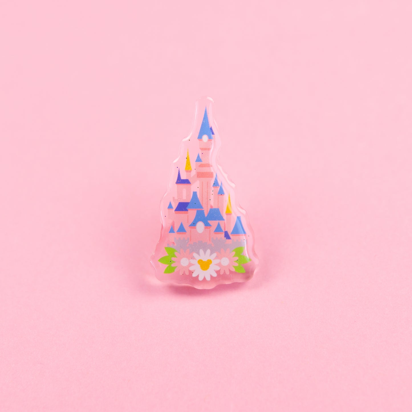 Disneyland Paris Floral Glittery Acrylic Pin