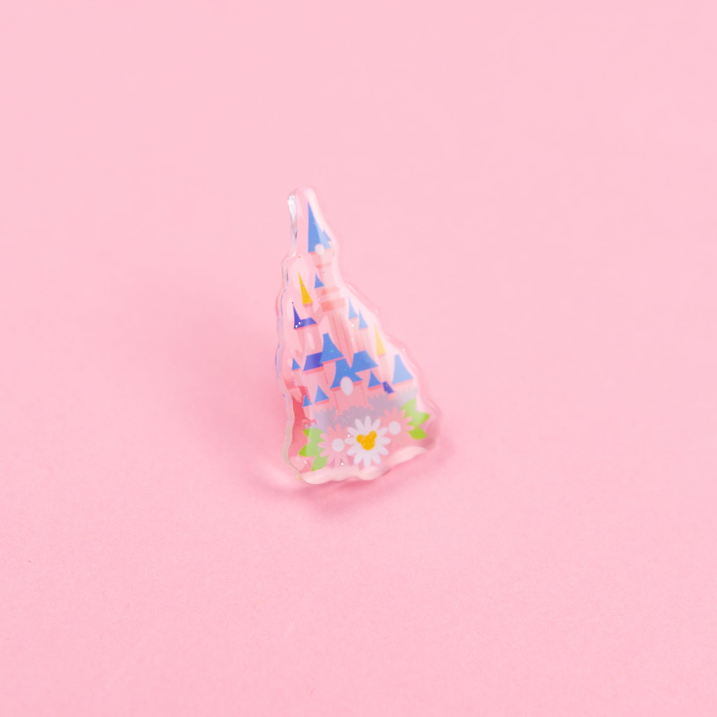 Disneyland Paris Floral Glittery Acrylic Pin