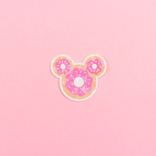 Mickey Pink Donut Sparkly Vinyl Stickers