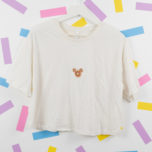 Sample - Mickey Donut Natural Women's Crop T-Shirt