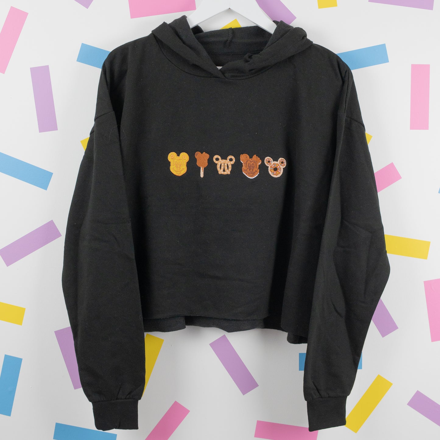 Sample - Mickey Snacks Cropped Black Hoodie