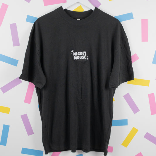 Sample - Mickey Mouse Embroidered Black Oversize Tee