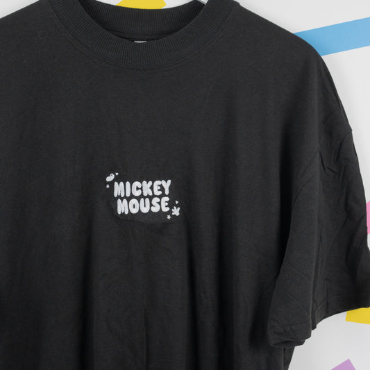 Sample - Mickey Mouse Embroidered Black Oversize Tee
