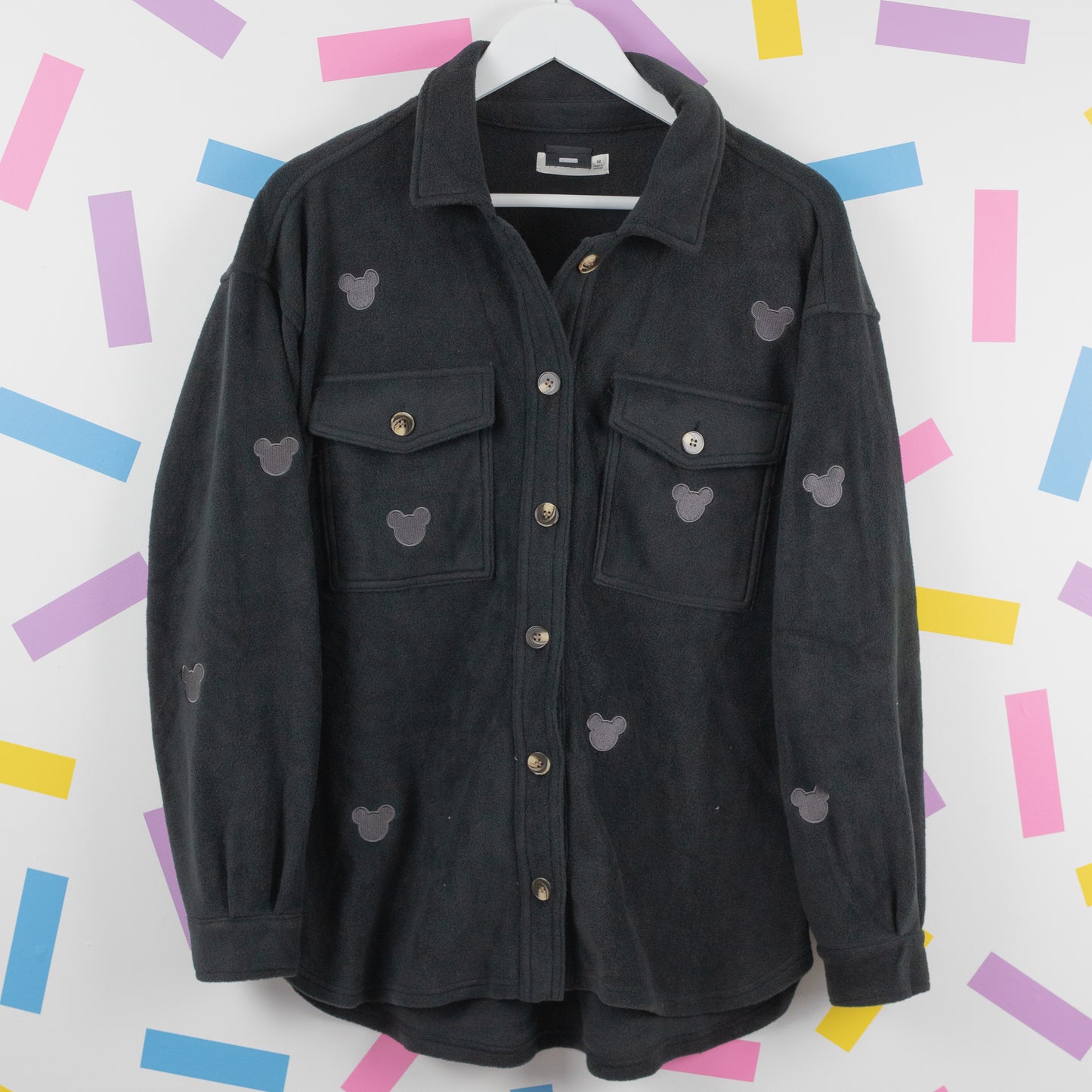 Mickey Minimal Fleece Women's Shirt Jacket - Black