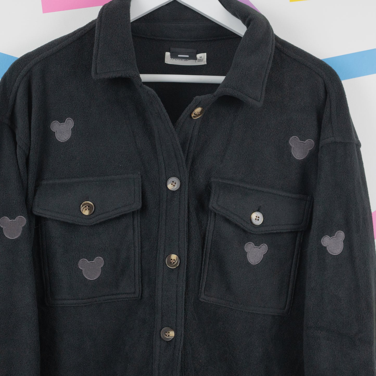 Mickey Minimal Fleece Women's Shirt Jacket - Black