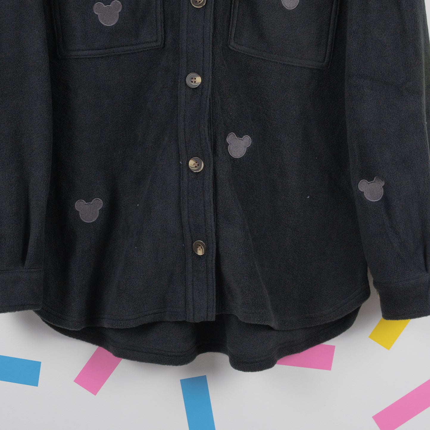 Mickey Minimal Fleece Women's Shirt Jacket - Black