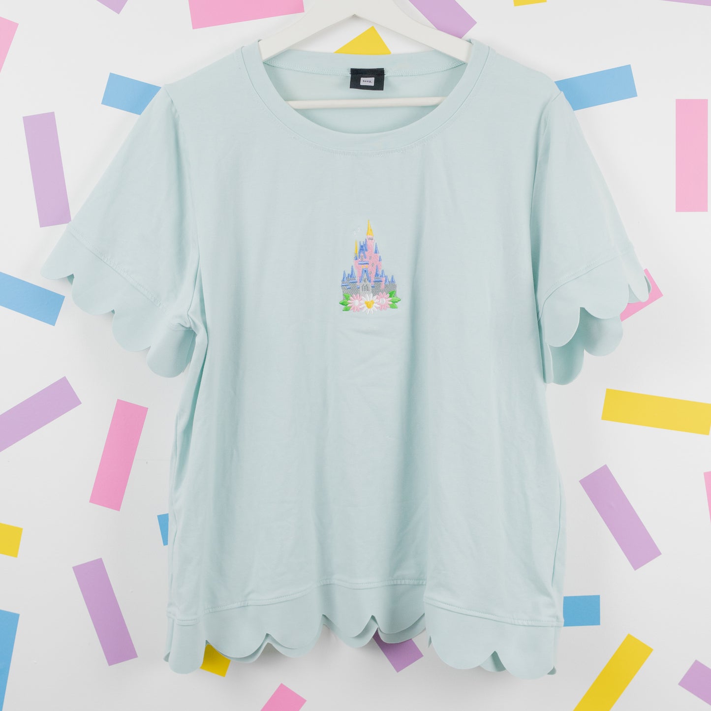 Walt Disney World Floral Embroidered Blue Scallop Tee & Shorts Set