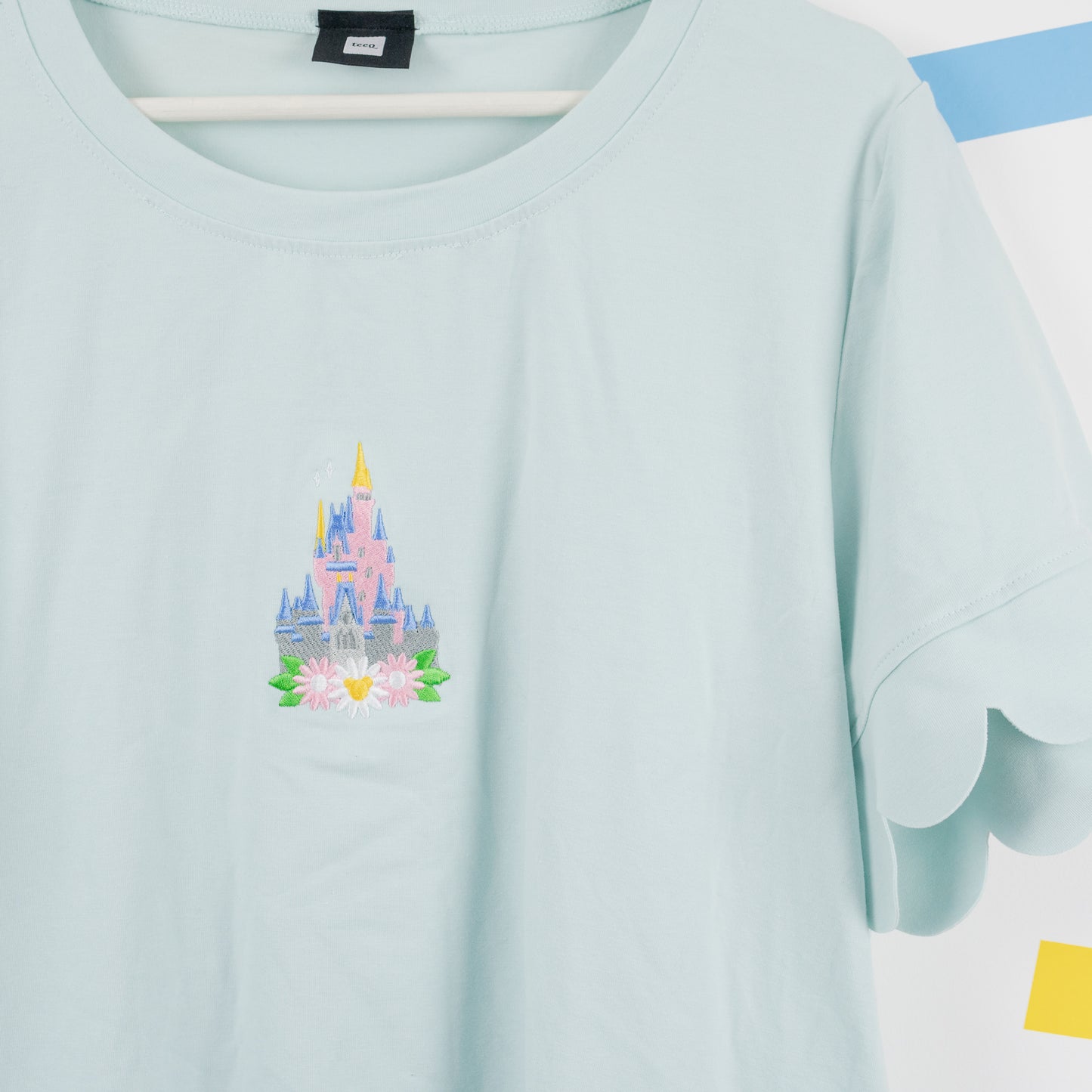 Walt Disney World Floral Embroidered Blue Scallop Tee & Shorts Set