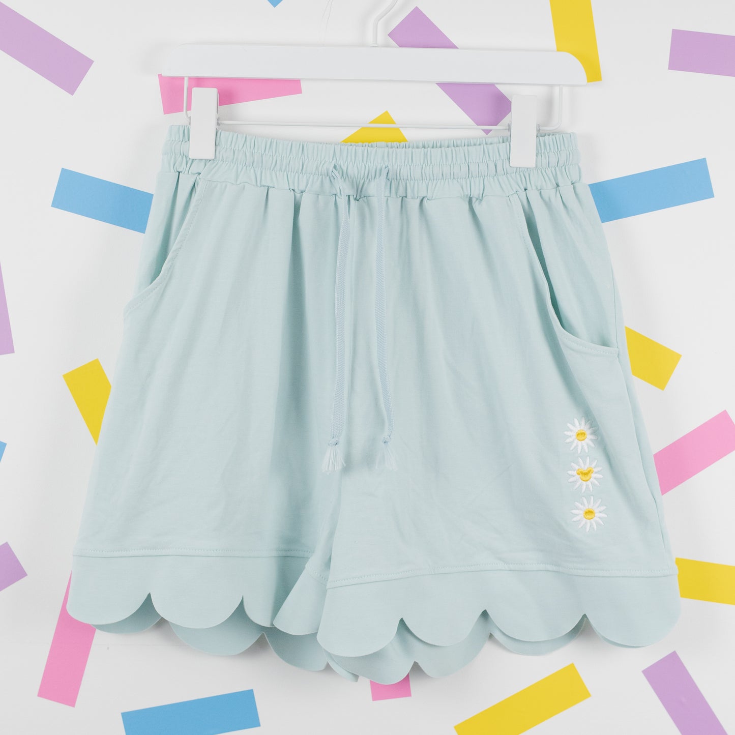 Walt Disney World Floral Embroidered Blue Scallop Tee & Shorts Set