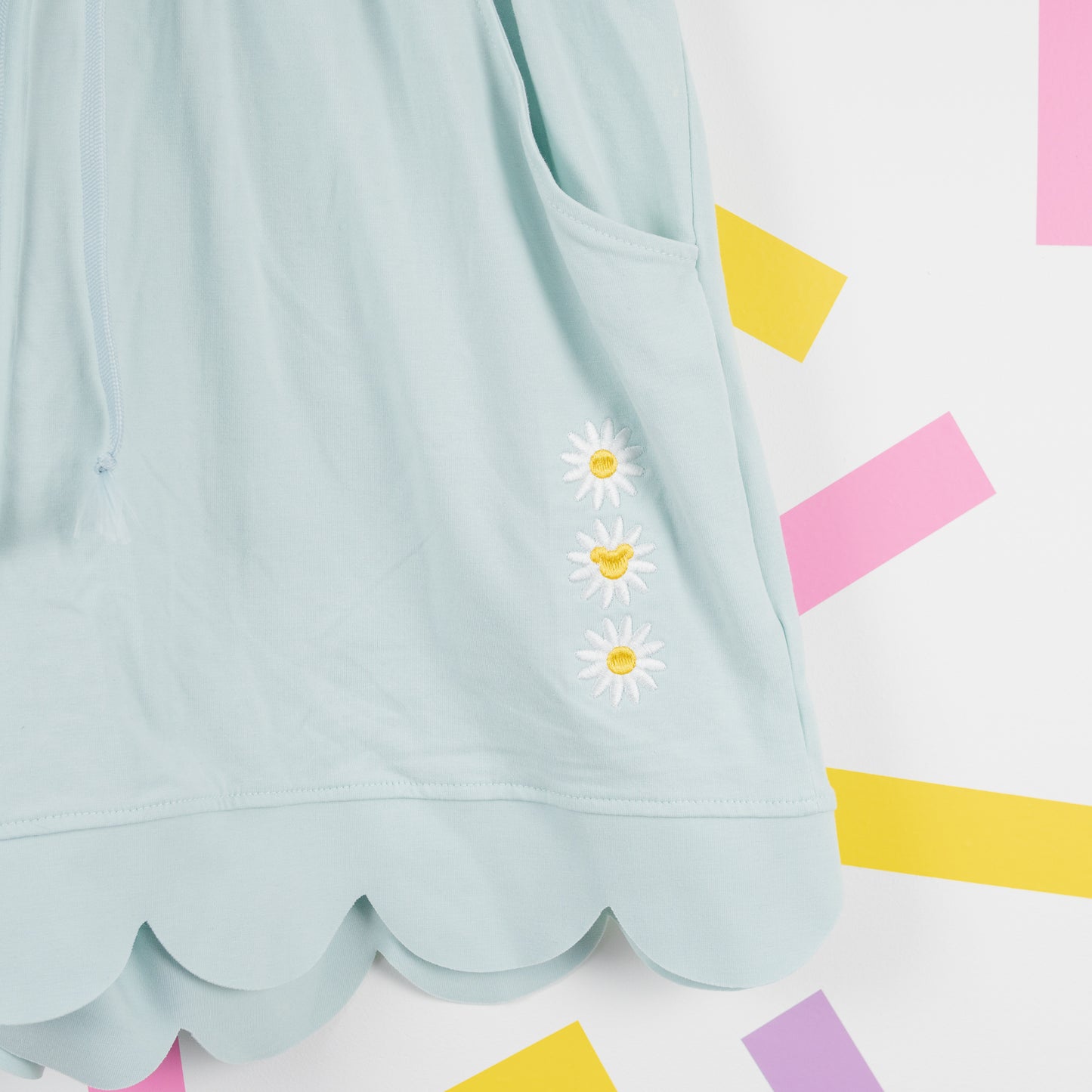 Walt Disney World Floral Embroidered Blue Scallop Tee & Shorts Set