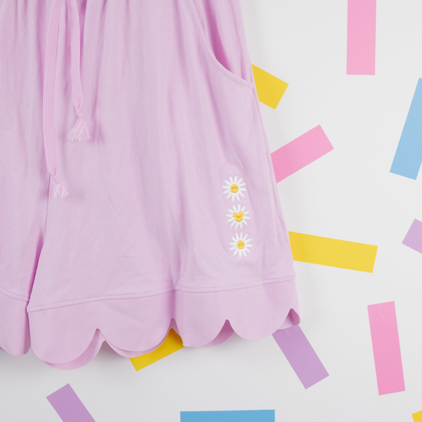 Disneyland Paris Floral Embroidered Pink Scallop Tee & Shorts Set