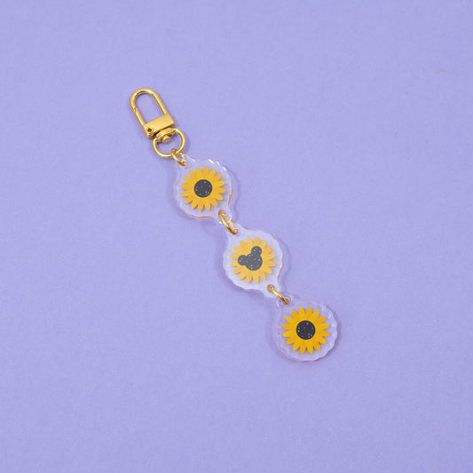 Mickey Sunflower Floral Chain Keyring