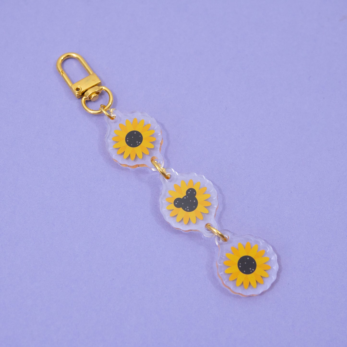 Mickey Sunflower Floral Chain Keyring