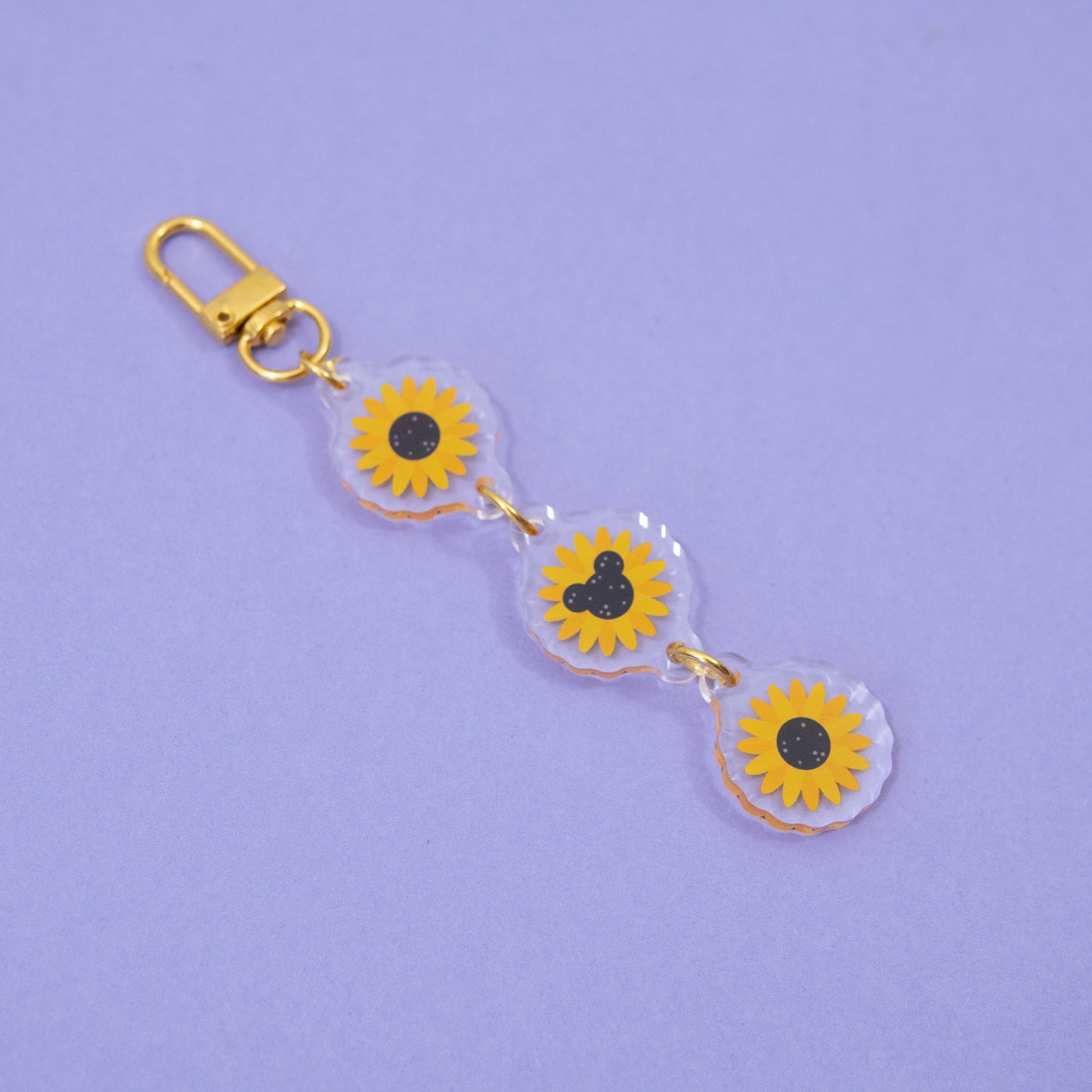 Mickey Sunflower Floral Chain Keyring