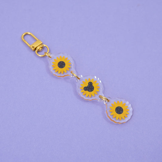 Mickey Sunflower Floral Chain Keyring