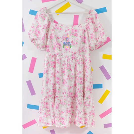 Walt Disney World Floral Castle Embroidered Dress