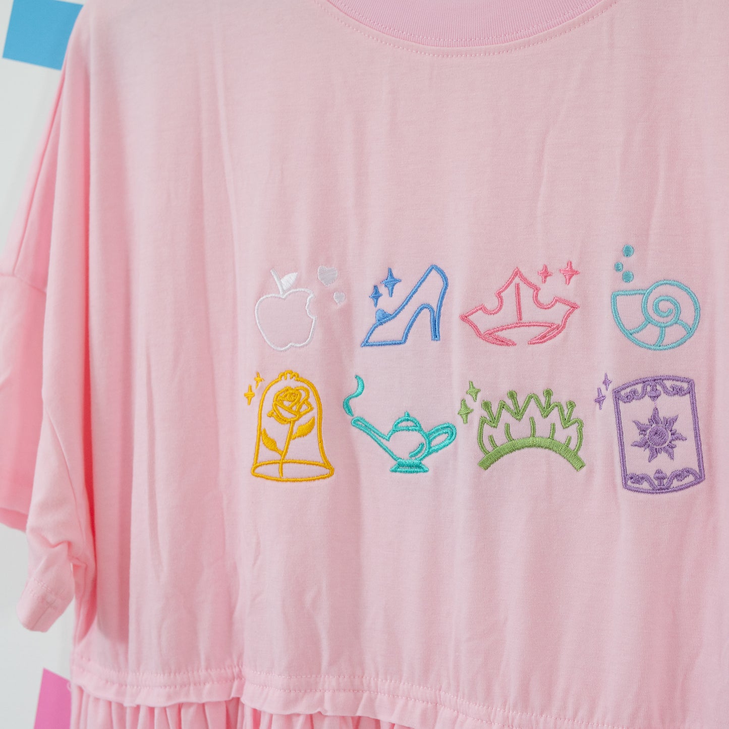 Princess Icons Embroidered Pink Smock Dress