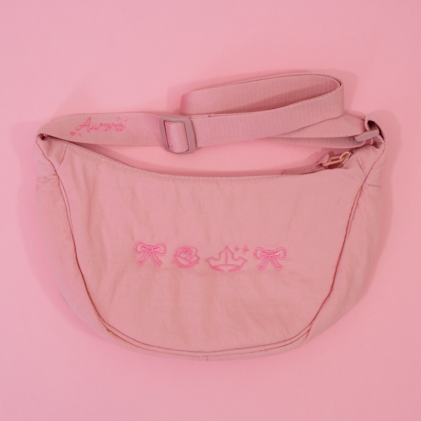 Aurora Embroidered Pink Sling Bag