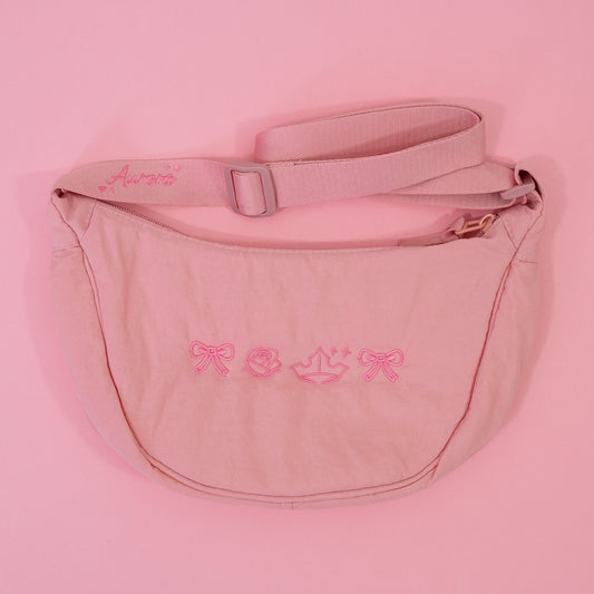 Aurora Embroidered Pink Sling Bag