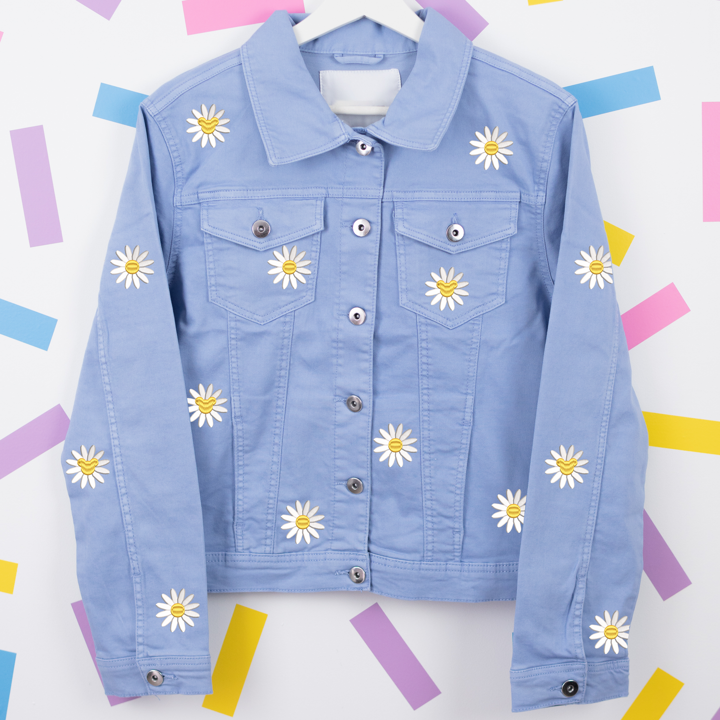 Mickey Daisy All Over Embroidered Women's Denim Jacket - Blue