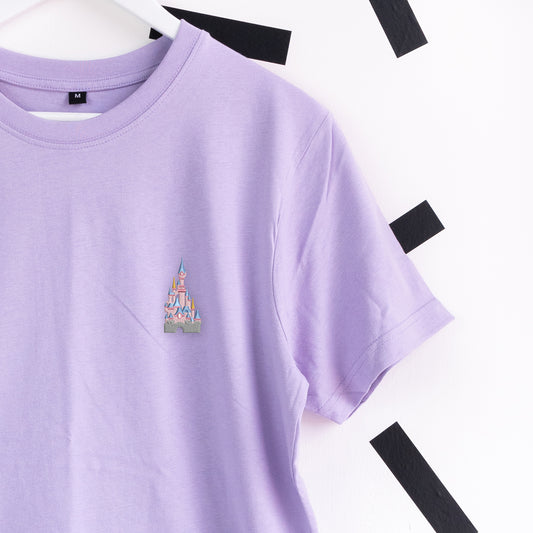 Disneyland Paris Castle Embroidered T-Shirt - Light Purple