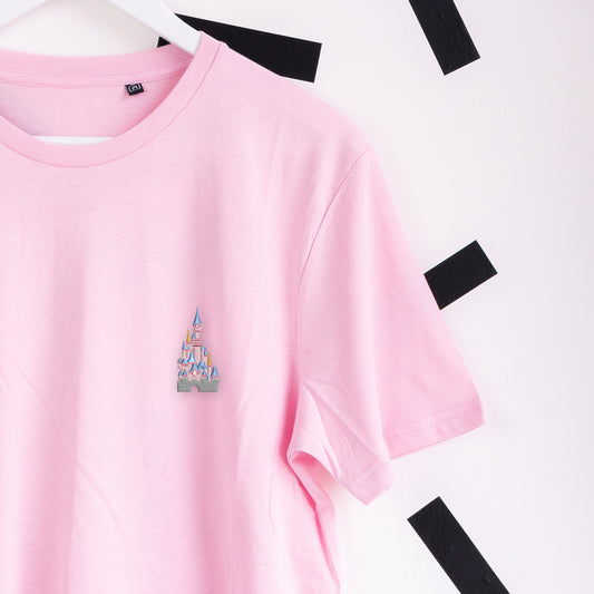 Disneyland Paris Castle Embroidered T-Shirt - Pink