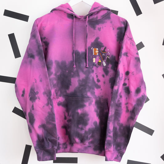"Hocus Pocus" Embroidered Tie Dye Hoodie - Pinky Purple