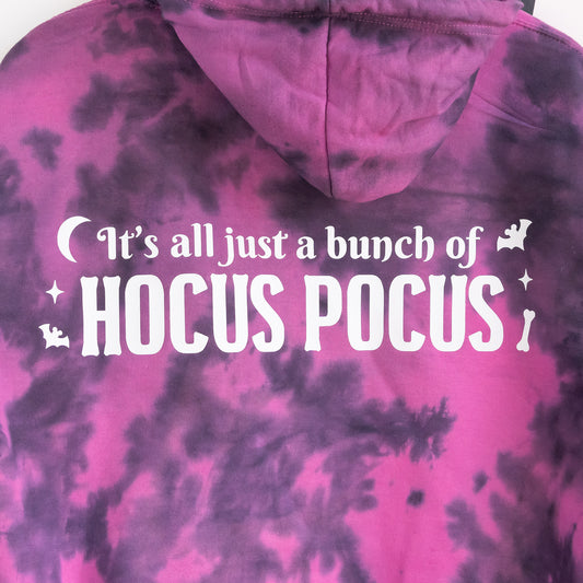 "Hocus Pocus" Embroidered Tie Dye Hoodie - Pinky Purple