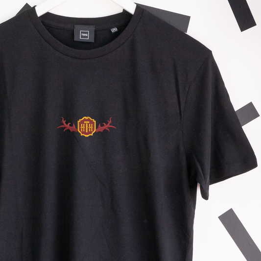 Hollywood Tower Hotel Embroidered Black T-Shirt