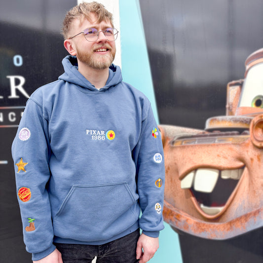 Pixar 1986 Embroidered Mid Blue Hoodie