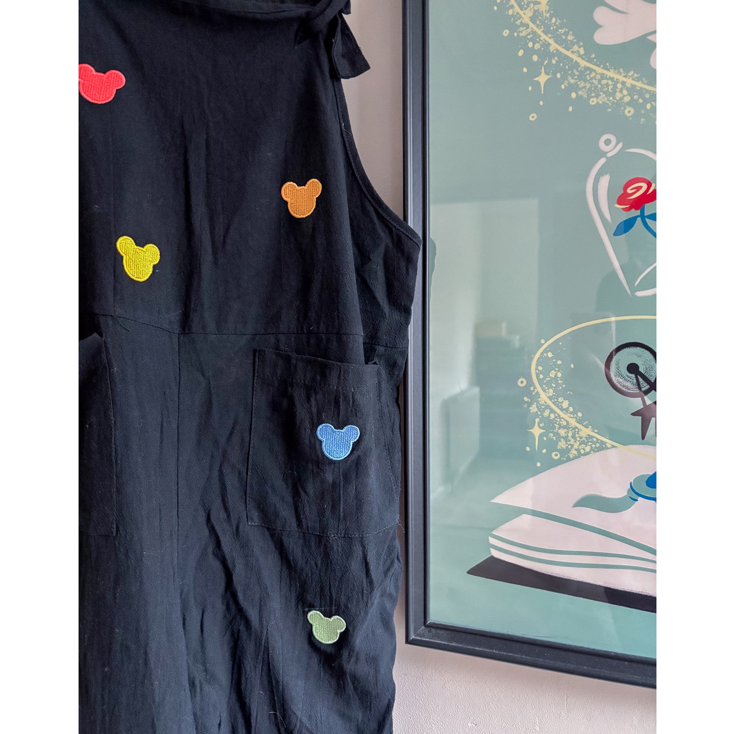 Mickey Rainbow All Over Embroidered Dungarees