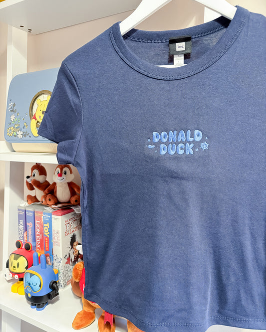 Donald Duck Embroidered Women's Navy T-Shirt