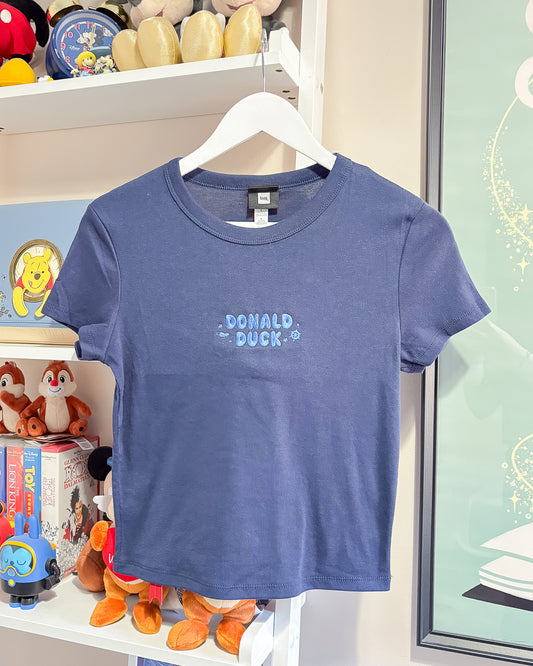 Donald Duck Embroidered Women's Navy T-Shirt