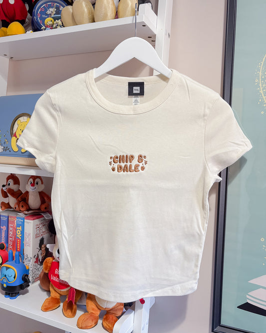 Chip & Dale Embroidered Women's Natural T-Shirt