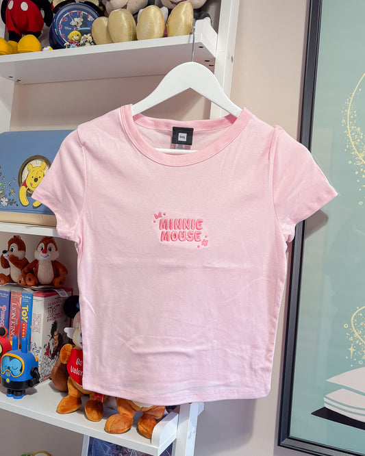 Minnie Mouse Embroidered Women's Pink T-Shirt