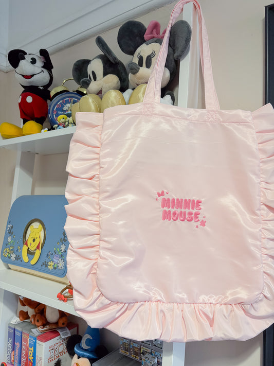 Minnie Mouse Pink Embroidered Frilly Tote Bag