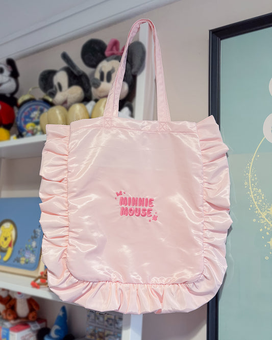 Minnie Mouse Pink Embroidered Frilly Tote Bag