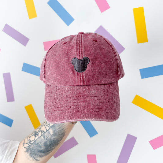 Mickey Minimal Vintage Red Baseball Cap