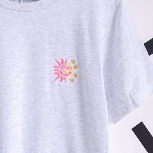 "It's A Small World" Sun & Moon Embroidered T-Shirt