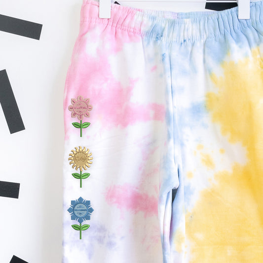 "It's a Small world" Embroidered Tie Dye Joggers