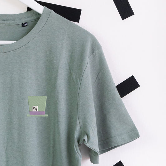 Mad Hatter's Hat Embroidered T-Shirt - Green