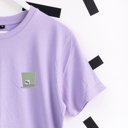 Mad Hatter's Hat Embroidered T-Shirt - Light Purple