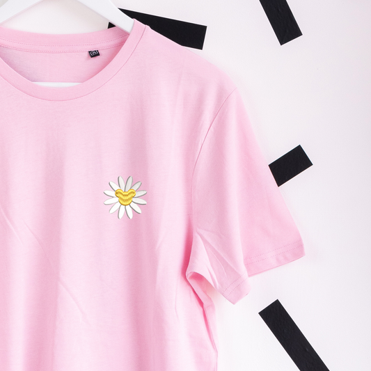 Mickey Daisy Embroidered T-Shirt - Pink