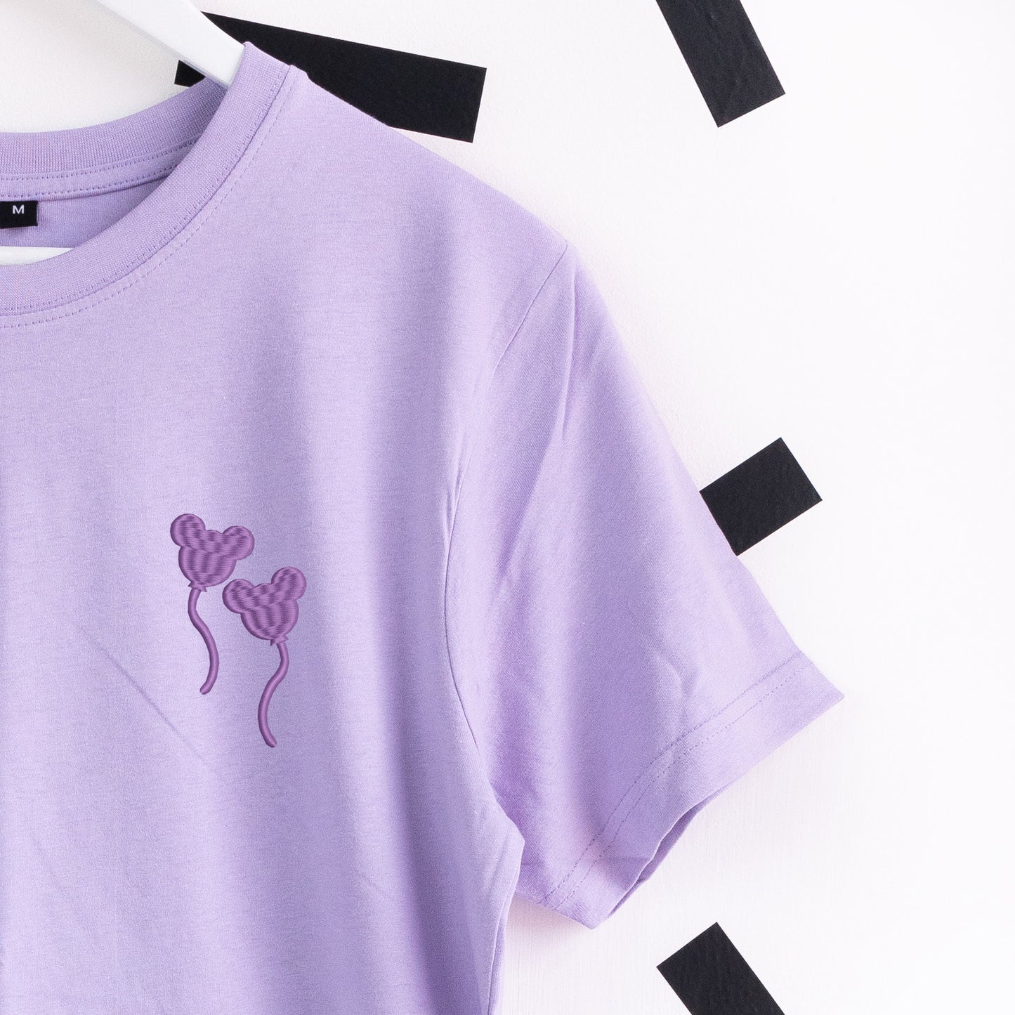 Mickey Balloon Purple Embroidered T-Shirt - Purple