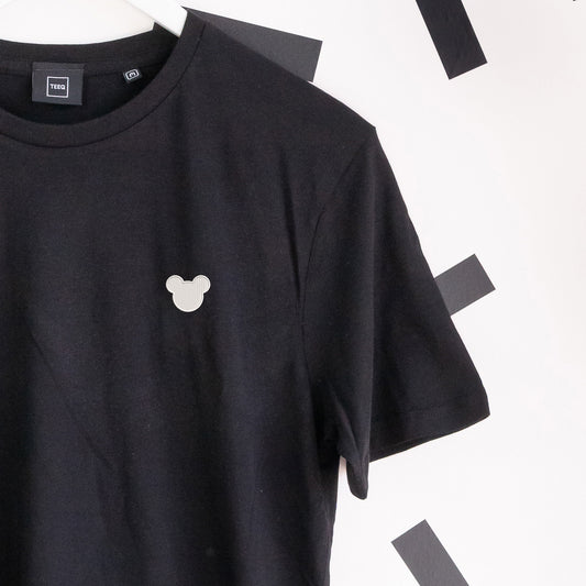 Minimal Mickey Embroidered T-Shirt - Black