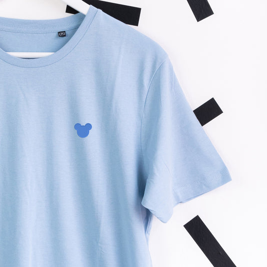 Minimal Mickey Embroidered T-Shirt - Light Blue