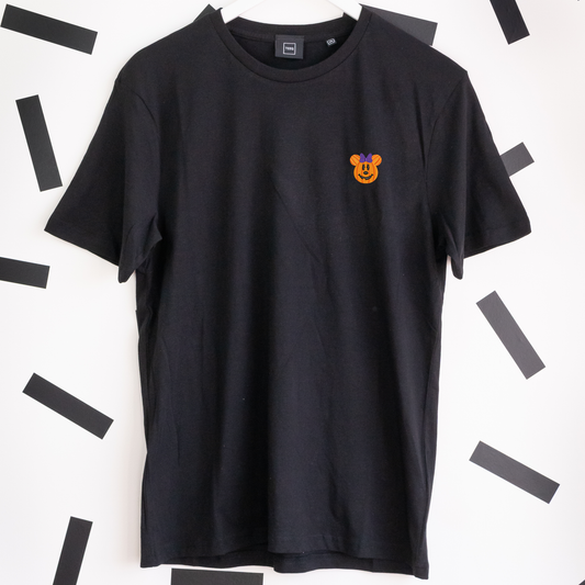Minnie Pumpkin Embroidered T-Shirt - Black