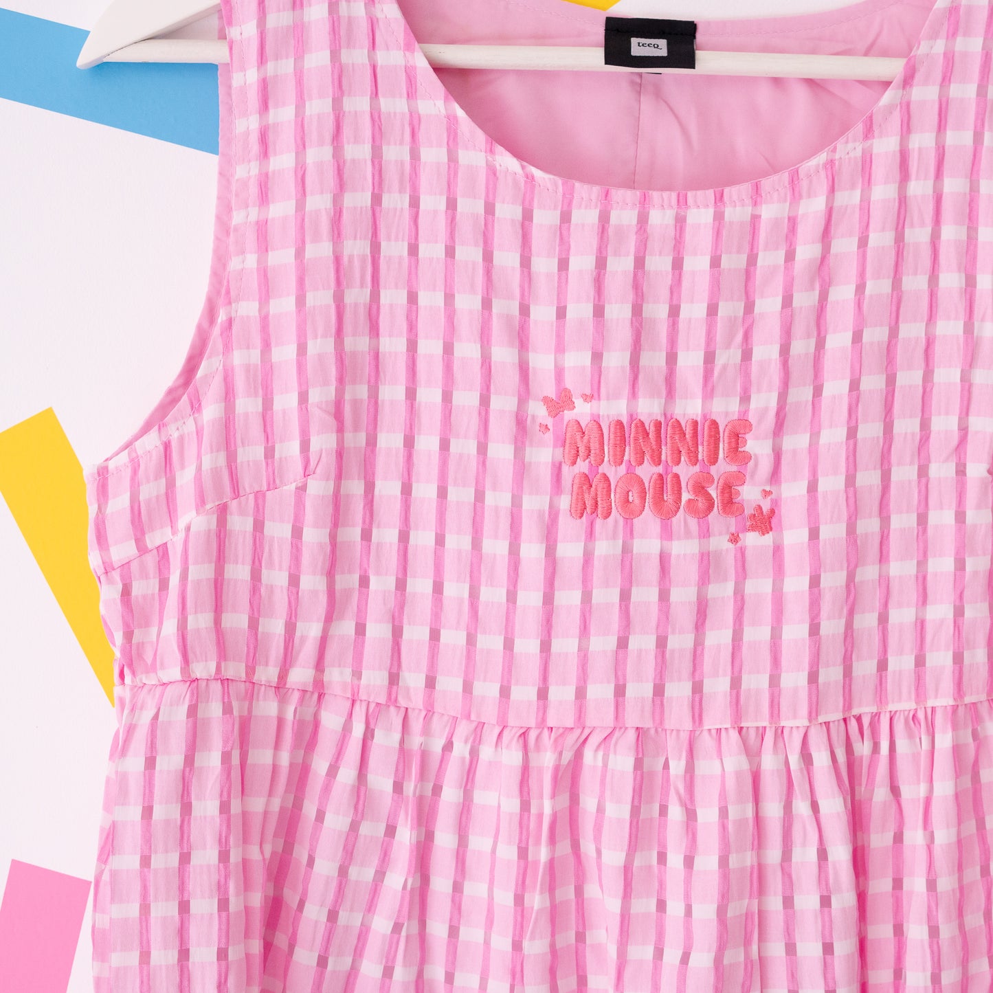 Minnie Mouse Embroidered Pink Gingham Dress
