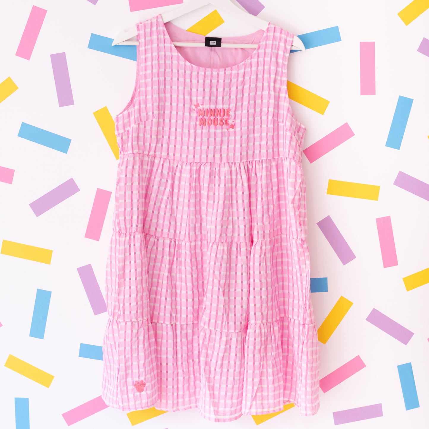 Minnie Mouse Embroidered Pink Gingham Dress